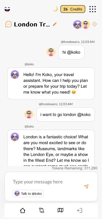 Group travel planning interface